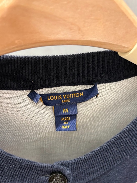 Authentic Louis Vuitton Navy and White Striped Cardigan - Picture 4 of 7